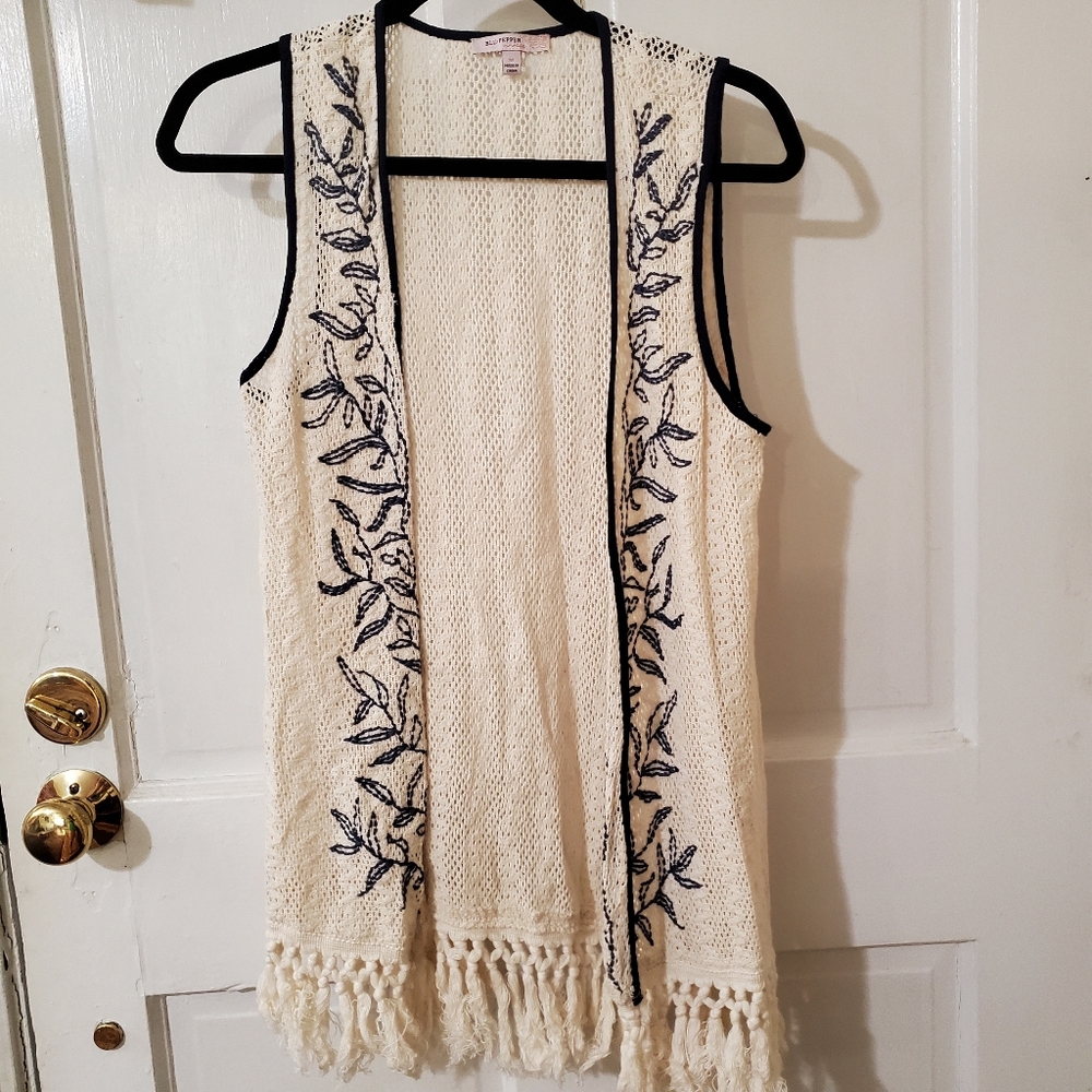 Blu Pepper Crocheted Cardigan Vest